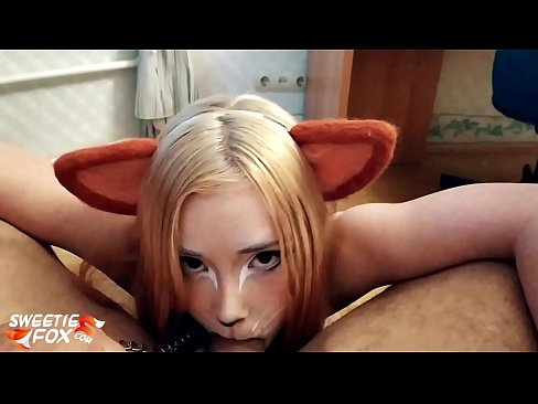❤️ Kitsune waxay liqaysaa dick oo afkeeda ku dhufatey Galmada dabada